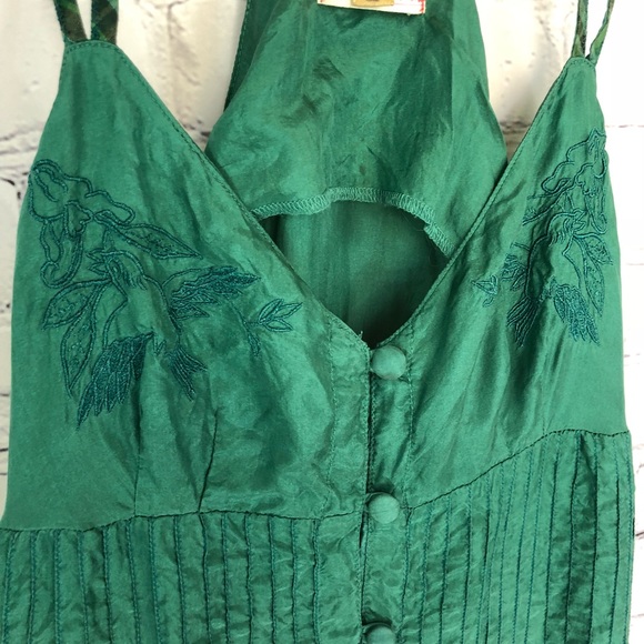 100% Silk Free People Green Flowy Dress/Tunic - Picture 2 of 8
